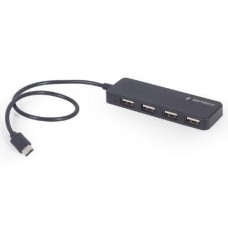 Хаб USB Gembird UHB-CM-U2P4-01, черный, Type-C 2.0 - 4xUSB 2.0, кабель 30 см