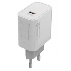 Сетевое зарядное устройство ColorWay, белый, 30 Вт, 1xType-C (PD3.0), Auto ID (CW-CHS038PD-WT) Сетевое зарядное устройство ColorWay, белый, 30 Вт, 1xType-C (PD3.0), Auto ID (CW-CHS038PD-WT)