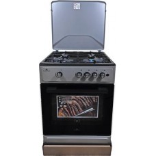 Плита газовая Castle CG-60B, черный/Grey, поворотные переключатели, 4 газовые конфорки, автоподжиг интегрированный, решетка