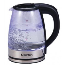 Электрочайник Liberton LEK-6809, черный, 1500W, 1.8л, стекло+нерж.сталь, дисковый, индикатор уровня воды, защита от перегрева,