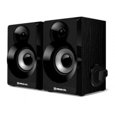 Колонки 2.0 REAL-EL S-200 черный, 2 x 3 Вт, дерево (MDF), питание от USB, управление сбоку
