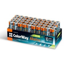 Батарейка AA (LR6), щелочная, ColorWay Alkaline Power, 40 шт, 1.5V, Color box (CW-BALR06-40CB)