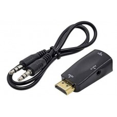Переходник HDMI (M) - VGA (F), STLab U-991, черный, 3.5 мм для передачи звука