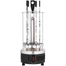 Электрошашлычница Ardesto VEG-HY1000 Steel, 900W, 5 шампуров, вращение 360°, U-образные нагреватели, съемный поддон для сбора