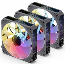 Вентилятор 120 мм, Jonsbo ZG-120BR, черный, 3 шт, 120x120x25 мм, RGB подсветка, 500-1500 об/хв, 23.8-36.8 дБ, 4-pin (PWM) / 3-pin