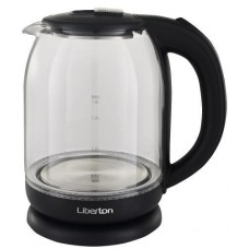 Электрочайник Liberton LEK-6808, черный, 1500W, 1.8 л, стекло, дисковый, LED-подсветка, индикатор уровня воды