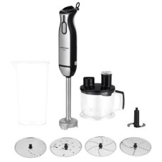 Блендер Liberton LHB-0308 черный, 1000W, погружной, плавная регулировка скорости+Турбо, венчик для взбивания, мерный стакан