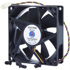 Вентилятор 80 мм, Cooling Baby, черный, 80х80х25 мм, 500-2300 об/мин, 17.6-31.3 дБ, 12V / 0.3A, 4-pin PWM (8025 PWM)