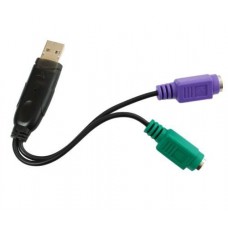 Перехідник USB Dynamode, черный, USB 2.0 - 2 x PS/2, 15 см Перехідник USB Dynamode, черный, USB 2.0 - 2 x PS/2, 15 см