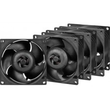 Вентилятор 80 мм, Arctic S8038-7K, черный, 4 шт, 80х80х38 мм, 500-7000 об/мин, 4-pin (PWM, 30 см), двойной шарикоподшипник