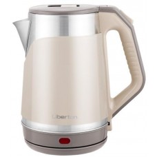 Электрочайник Liberton LEK-6823, бежевый/Inox, 1500W, 1.8л, дисковый, двойная стенка (нержавеющая сталь+пластик), автоотключение,