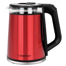 Электрочайник Liberton LEK-6826, Red/черный, 2000W, 1.8л, дисковый, двойная стенка (нержавеющая сталь+стекло), LED-подсветка,