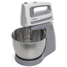 Миксер с чашей Holmer HHM-403, белый/Grey, 400W, 5 скоростей, чаша 3л из нерж стали БЕЗ вращения, венчики и крюки для теста