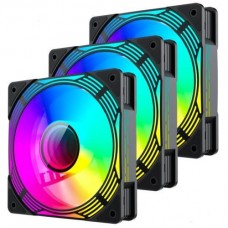 Вентилятор 120 мм, GameMax KF300, черный, 3 шт, 120х120х25 мм, RGB подсветка, 800-1600 об/мин, до 31.2 дБ, 4-pin (PWM) / 3-pin