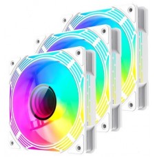 Вентилятор 120 мм, GameMax KF300, белый, 3 шт, 120х120х25 мм, RGB подсветка, 800-1600 об/мин, до 31.2 дБ, 4-pin (PWM) / 3-pin