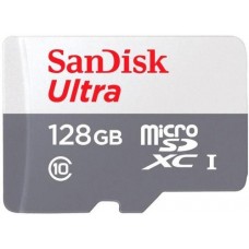 Карта памяти microSDXC, 128Gb, SanDisk Ultra, Class10 UHS-I U1 A1, без адаптера, до 100/60 МБ/с (SDSQUNR-128G-GN3MN)