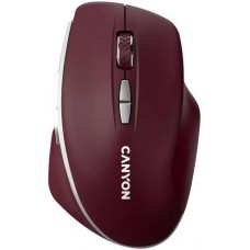 Мышь беспроводная Canyon MW-21, Burgundy Red, USB 2.4GHz, оптическая (синий LED-сенсор Pixart 3065), 800 - 1600 dpi, 7 кнопок,
