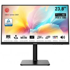 Монитор 23.8' MSI Modern MD2412P, черный, WLED, IPS, 1920x1080 (16:9), 1 мс, 100 Гц, 250 кд/м?, 1000:1, 178°/178°, 2x3 Вт,