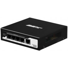 Коммутатор 2E PowerLink SP401F, черный, неуправляемый, 4xFE PoE 10/100M, 1xFE Uplink 10/100M, 55 Вт, автоопределение полярности