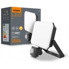 Прожектор LED, Videx F3, черный, 30 Вт, 2850 Лм, 5000K, 180-265V, IP65 / IK07, с датчиком движения (VLE-F3-0305B-S)