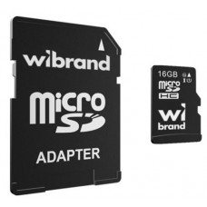 Карта памяти microSDHC, 16Gb, Wibrand, Class10 UHS-I U1, SD адаптер (WICDHU1/16GB-A)