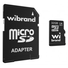 Карта памяти microSDHC, 32Gb, Wibrand, Class10 UHS-I U1, SD адаптер (WICDHU1/32GB-A)