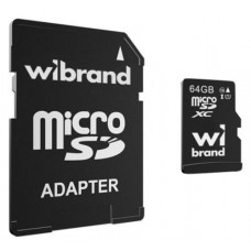 Карта памяти microSDXC, 64Gb, Wibrand, Class10 UHS-I U1, SD адаптер (WICDXU1/64GB-A)