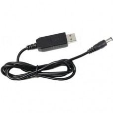 Кабель питания USB 5V - DC 12V (5.5x2.1 мм), черный, 1 м