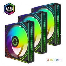 Вентилятор 120 мм, GameMax RA300, черный, 3 шт, 120х120х25 мм, ARGB подсветка, 800-1600 об/мин, до 31.21 дБ, 4-pin (PWM, 50 см) /