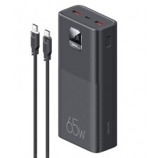 Универсальная мобильная батарея 30000 mAh, Usams PB68, черный, 65 Вт, 2xUSB (QC3.0) / Type-C (PD), цифровой LED дисплей