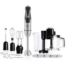 Блендер Liberton LHB-0312, черный/Inox, 1200W, погружной, плавный рег скорости, венчик, мерный стакан 600мл, мультиизмельчитель