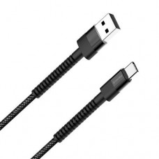 Кабель USB AM - Type-C, 1 м, черный, ColorWay, 2.4A, Braided Nylon (CW-CBUC063-BK)