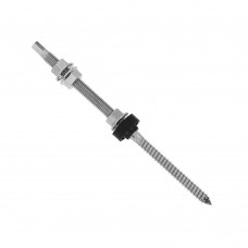 Комплект, элементы крепления и метизы, цинк:винт-шуруп 10х300, 3 гайки зубчатые с буртиком М10-DIN6923, шайба М10 изоляционная