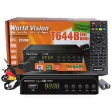 TV-тюнер внешний автономный World Vision T644B, черный, H.265, AC3, DolbyDigital, DVB-T2/T/C, FM тюнер, IPTV, DLNA, Stalker, 7