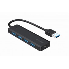 Хаб USB Gembird UHB-U3P4P-02, черный, USB 3.1 - 4xUSB 3.1, кабель 15 см, дополнительное питание через Type-C порт