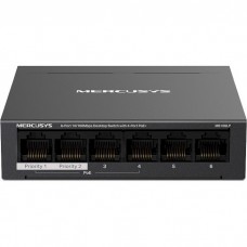 Коммутатор Mercusys MS106LP, черный, LAN 10/100/1000Mb, 4 порта PoE+