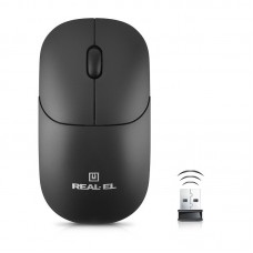 Мышь REAL-EL RM-311W Wireless, черный, беспроводная, USB, оптическая, 1000 dpi, 2 кнопки, 2xAAA