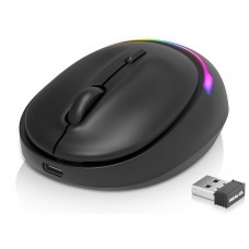 Мышь REAL-EL RM-440W Rechargeable Wireless, черный, беспроводная, Type-C, BT, RGB, оптическая, 1600 dpi, 3 кнопки