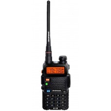 Радиостанция Baofeng UV-5R, черный, LCD 320х240, 2.4', UHF?400~470 МГц  VHF?136~174 МГц, емкость канала 129, 1800 мАч, до 5 км