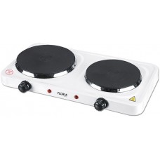 Настольная плита Floria ZLN2843 белый, 2500W (1500+1000), электрическая, 2 конфорки, чугун, защита от перегрева