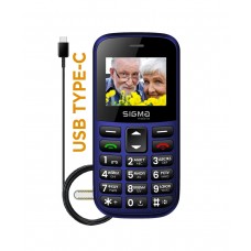 Мобильный телефон Sigma mobile Comfort 50 Easy Type-C, синий, 'бабушкофон', 2 Mini-SIM, дисплей 1.77' цветной (160x128), моноблок,