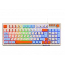 Клавиатура Maxxter KBG-3C01-UA, белый, USB, 98 кнопок, LED подсветка, 1.8 м