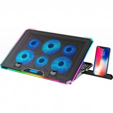 Подставка для ноутбука до 17' GamePro CP940, черный, RGB подсветка, 3 х 100 мм, 3 х 70 мм вентилятор (1350 rpm), LCD-дисплей,