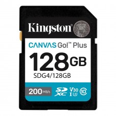 Карта памяти SDXC, 128Gb, Kingston Canvas Go! Plus, Сlass10 UHS-I U3 V30, до 200 МБ/с (SDG4/128GB)