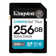 Карта памяти SDXC, 256Gb, Kingston Canvas Go! Plus, Сlass10 UHS-I U3 V30, до 200/160 МБ/с (SDG4/256GB)