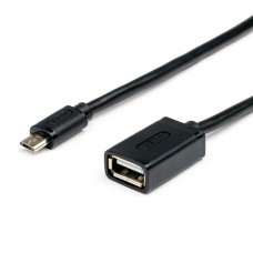 Кабель USB 2.0 AF - microUSB (5P), 10 см, черный, Atcom (3792)