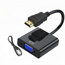Переходник HDMI (M) - VGA (F), GTL, черный, 15 см, 3.5 мм для передачи звука (GTLHMVF015BK)