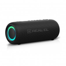 Колонка портативная 2.0 REAL-EL X-715 черный, 2 x 5 Вт, пластиковый корпус, bloetooth, USB-А/USB-C, AUX, RGB подсветка, питание от