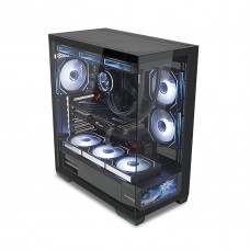 Корпус ALmordor QX25A LCD черный, без БП, для ATX/MicroATX/Mini ITX, 1xUSB-С, 2xUSB-A 3.0, макс. CPU - 160 мм / VGA - 410 мм / PSU