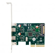 Плата расширения Frime PCI-E x4, 2xType-C 3.1 Gen2, чип ASM1142, питание SATA (ECF-PCIEtoUSB010.LP) Плата расширения Frime PCI-E x4, 2xType-C 3.1 Gen2, чип ASM1142, питание SATA (ECF-PCIEtoUSB010.LP)